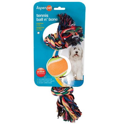 Aspen Pet Multicolored Cotton Rope Bone And Ball Dog Toy Medium : Target