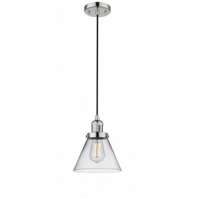 Cone - 1 Light Cord Hung Mini Pendant In Industrial Style-10 Inches Tall and 8 Inches Wide