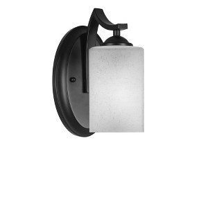Toltec Lighting Zilo 1 - Light Sconce in  Matte Black with 4" Square White Muslin Shade - 1 of 1