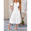 Clearlove Midi Dresses for Women Elegant Flowy V Neck Short Sleeve Wrap Dress Casual Summer Waist Dress with Pockets. - 2 of 4