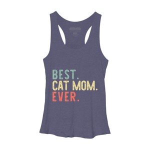 Women's Design By Humans Best Cat Mom Ever Funny Mommy Vintage Gift Christmas T-Shirt By mothersdaygift Racerback Tank Top - 1 of 3