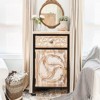 LuxenHome Black Metal Frame and Carved Wood 1-Door 1-Drawer End Table with Storage Brown - 4 of 4