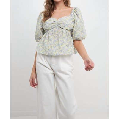 Women's Floral Tied Back Top - FREE THE ROSES