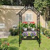 Gulches Metal Garden Arch with Bench Turned into Flower Stand W58.07*H97.24 Climbing Plants Support Rose Arch Outdoor Black - 2 of 4