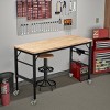 Adjustable Workbench with Power Outlets Wheels and Solid Wood Top Heavy-Duty Steel Frame 60in -3irtyhousy - 2 of 4