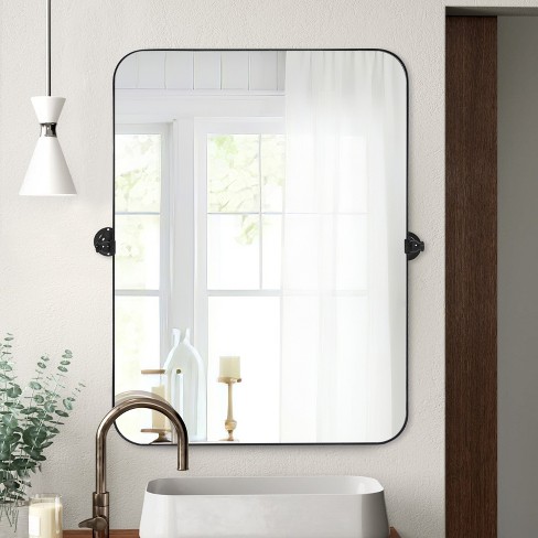 Dovelina Modern Rectangular Metal Frame Pivot Wall Mirror Bathroom ...