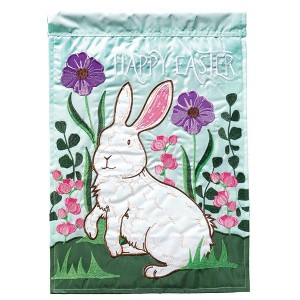 Magnolia Garden Happy Easter Bunny in Flowers 13 x 18 Inch Polyester Garden Flag - 1 of 2