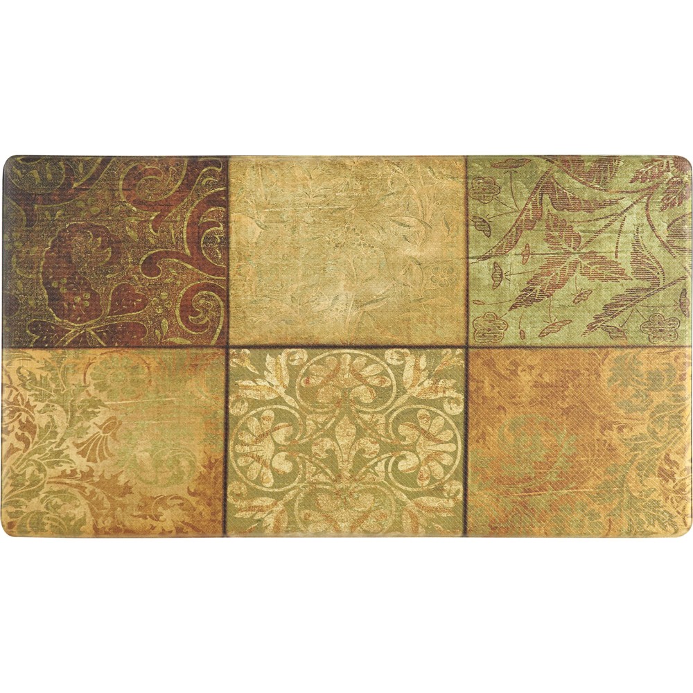 36" x 20" PVC Mosaic Anti-Fatigue Kitchen Floor Mat Green - J&V Textiles: Indoor/Outdoor Medium Pile Rug, Hand Washable