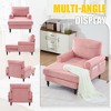 PAGED Single Sofa, Modern Chenille Chaise Lounge Recliner with Side Pockets and Wooden Legs, Sofas for Apartment, Living Room - 3 of 4