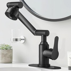 Ridstar Stainless Steel 1080° Swivel Bathroom Faucet for Single-Hole/Three-Hole Installation-Black - 1 of 4
