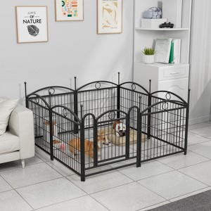 KTMBDW Iron Dog Playpen, 8-Panel 24" Expandable & Durable Pet Fence for Medium Dogs - Indoor & Outdoor Portable Puppy Playpen with Secure Locking Door - 1 of 4