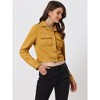 INSPIRE CHIC Women's Casual Faux Suede Notched Collar Button Up Cropped Jacket with Pockets - 3 of 4