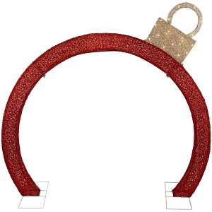 Northlight 4.25' Red LED Lighted Ornament Arch Outdoor Christmas Decoration - Warm White Lights - 1 of 4