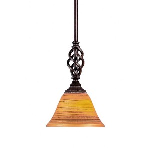 Toltec Lighting Elegante 1 - Light Pendant in  Dark Granite with 7" Firré Saturn Shade - 1 of 1
