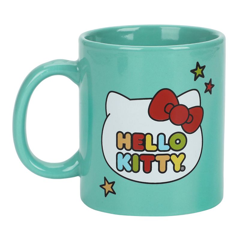 Hello Kitty Stars & Rainbow Letters 16 Oz Teal Ceramic Mug, 1 of 5