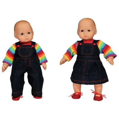 The Queen's Treasures 15 Inch Doll Set of Two Overall Skirt & Pants Outfits