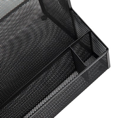 Black Metal Mesh Vertical Desk Organizer with 2 Compartments