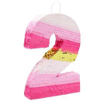  Pink Floral Number 1 Pinata for Girl's 1st Birthday Party  Decorations, Gold Foil One and Hibiscus Print Designs (11x17x3 In, Small)  : Toys & Games