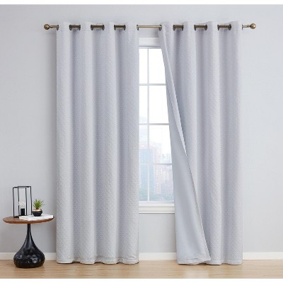 HLC.ME Siena 100% Full Blackout Thermal Insulated Double Layer Window Curtain Drapes Grommet Panels for Bedroom, Set of 2