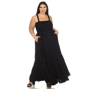 Plus Size Smocked Ruffle Maxi Sun Dress - 1 of 4