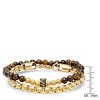 Steeltime Men's set of 2 18k gold plated stainless steel rounded box chain bracelet and tiger eye beaded bracelet - 3 of 4