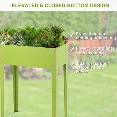 Green Steel Outdoor Elevated Garden Planter with Legs 24.5" x 12.5" x 31.5"