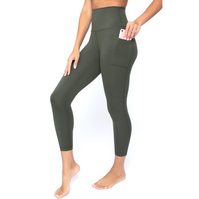 Yogalicious Womens Lux Elastic Free High Waist Side Pocket 7/8 Ankle Legging  - Forest Night - Medium : Target