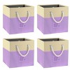 FURNIinspire 4pcs Non-Woven Cotton Rope Utility Storage Bins Drawer Organizer Basket Storage Cubes Bedroom Dorm Organizer, Purple, 3.12"*11.7"*11.7" - 2 of 4