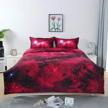 PiccoCasa Polyester Galaxies All-season Reversible Soft Bedding Sets 3 Pcs