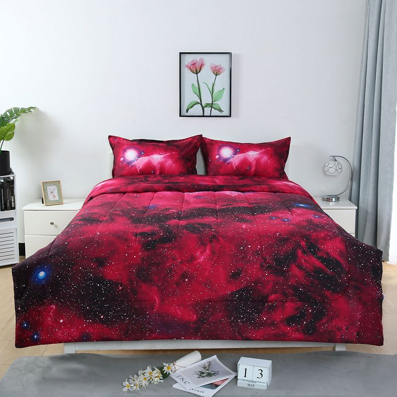 PiccoCasa Polyester Galaxies All-season Reversible Soft Bedding Sets 3 Pcs, 1 of 8