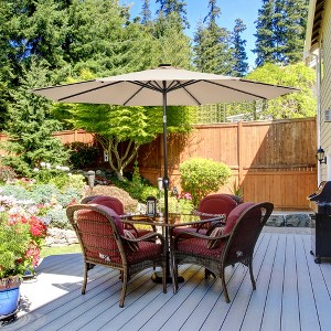 Costway 10' Solar LED Lighted Patio Market Umbrella Shade Tilt Adjustment Crank Tan/Beige/Blue/Navy/Burgundy/Gray - 1 of 4