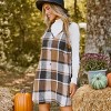 Women's Plaid Brown V-Neck Sleeveless Mini Dress - Cupshe - 3 of 4