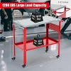 Welding Table, 1200 lbs Capacity Steel Workbench with 8 Tool Slots, Fixture Holes, Portable Welding Work Table with Tool Tray & 4 Lockable Casters - 3 of 4