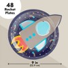 Blue Panda 48 Pack Rocket Ship Paper Plates for Kids Outer Space Birthday Party Supplies, Decorations (9 In) - 3 of 4