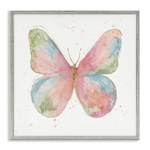 Stupell Industries Children's Spring Butterfly Abstract Watercolor Pattern Wings Black Framed Giclee Art - 1 of 4