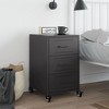 vidaXL Bedside Cabinet - Black Cold-rolled Steel, Medium, 3 Drawers, Industrial Style, Lockable Wheels - 4 of 4