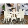 HomeStock 5-Piece Round Linen White Finish Solid Wood Top Dining table with 4 Chairs - 2 of 4