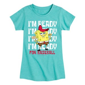 Girls' - SpongeBob SquarePants - Ready For Baseball Fitted Short Sleeve Graphic T-Shirt - 1 of 4