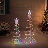 Northlight LED Lighted Spiral Cone Trees Outdoor Christmas Decorations - Multicolor - Set of 2 - 3 of 4