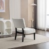 White Blended Leather Tufted Accent Chair with Oversized Seating - 4 of 4