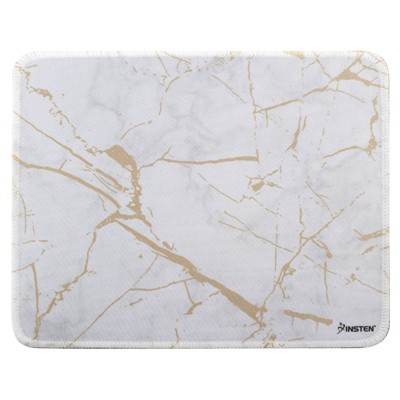 Insten Shiny Marble Mouse Pad, Water-Resistant and Non-Slip Mat for Wired/Wireless Gaming Computer Mouse, 9.45 x 7.48 in, White