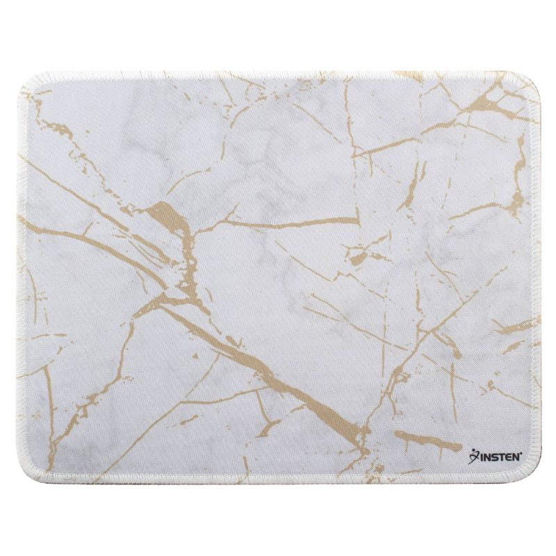 Insten Shiny Marble Mouse Pad, Water-Resistant and Non-Slip Mat for Wired/Wireless Gaming Computer Mouse, 9.45 x 7.48 in, White, 1 of 12