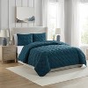 VCNY King 3pc Lucy Pinsonic Quilt Set Teal Blue: Hypoallergenic, Embroidered, Microfiber Bedding - 2 of 4