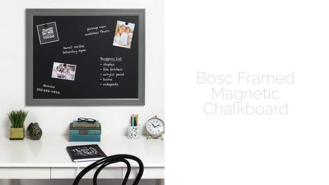 18.5&#34; x 27.5&#34; Bosc Framed Magnetic Chalkboard Black - DesignOvation, 2 of 9, play video