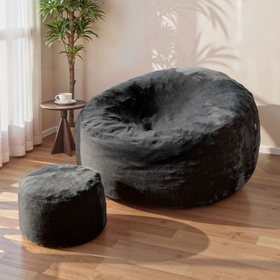 XIZZI Giant Bean Bag Sofa Set with Ottomanfor Ultimate Relaxation, Luxe Flannel Comfort for Living Room/Bedroom/Office, Available in 5 Colors