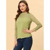INSPIRE CHIC Women's Elegant Lace Sleeve Scalloped Trim Summer Casual Chiffon Blouse - 2 of 4