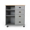 KWPZQEB Kitchen Island, Island Cart with 2 Drawers & Door, Rolling Bar Cart with 2 Shelves, Storage Cabinet, Serving Utility Carts for Dining Room - 3 of 4