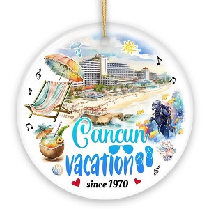 Artistic Cancun Tropical Vacation Art Ornament, Mexico Traveler Souvenir Gift| OrnamentallyYou - 1 of 4