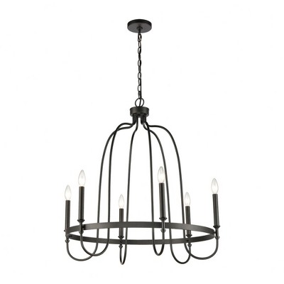Wickshire Sleek Matte Black 6-Light Traditional Chandelier