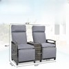 VisioGear Patio Recliner Loveseat Chair, Outdoor Lounge Chair Set with Armrests and Built-in Storage Table for Balcony, Gray, 53.3"*23.6"*46.1" - 3 of 4
